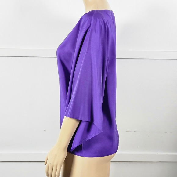 Ralph Lauren Black Label Womens Purple Silk Bateau Neckline Blouse Size 8 - Picture 4 of 11